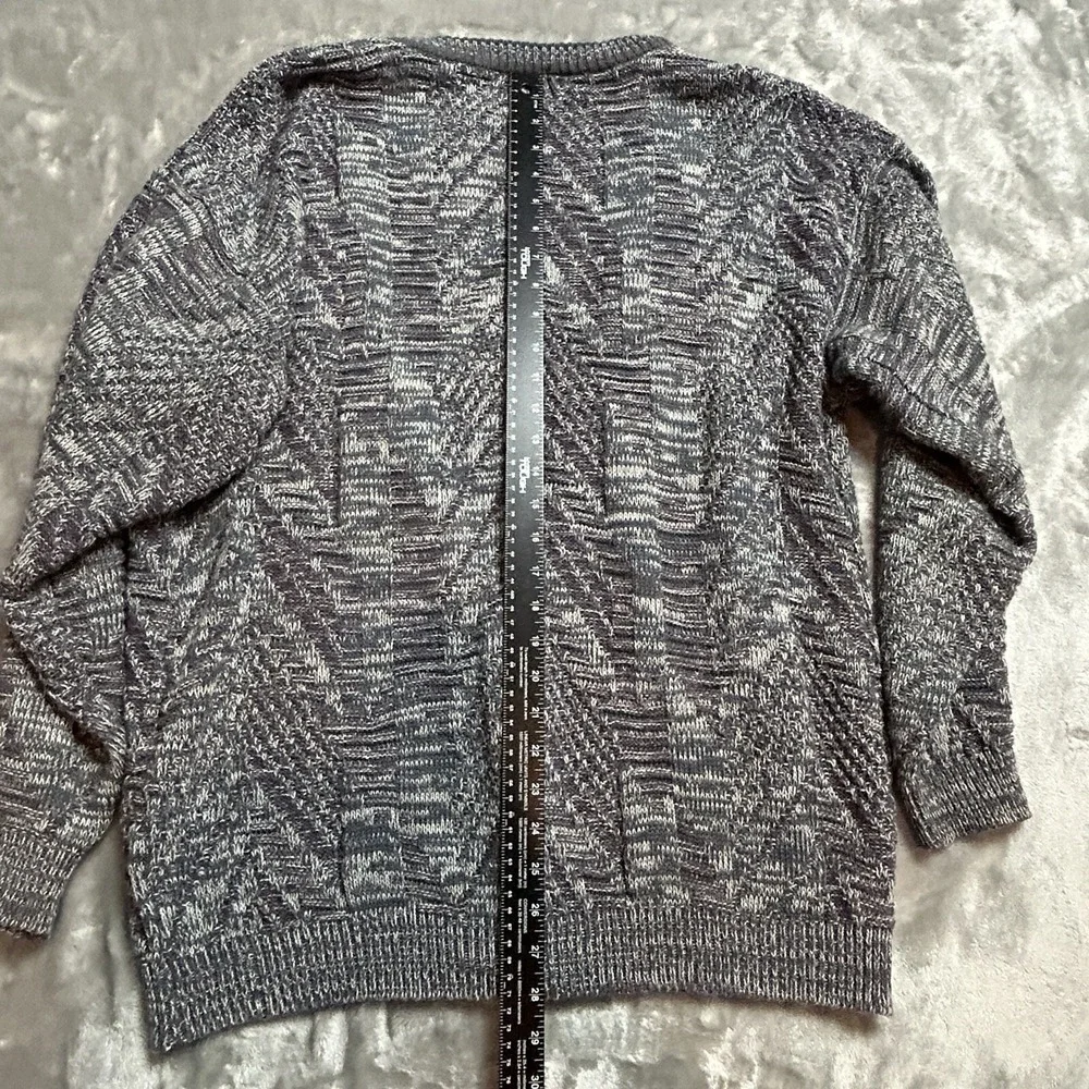 Vtg Cardigan Sweater Mens Sz L Dad Grandpa Kurt Cobain Grunge Wool Blend Gray‎